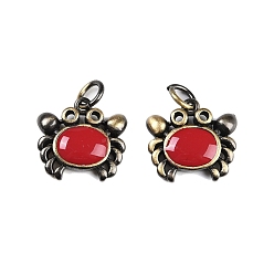 (123L) Белый крем непрозрачный блеск Латунь эмаль подвески, с целью перехода в кольце, без свинца и без кадмия, античная бронза, крабовое очарование, огнеупорный кирпич, 16x16x3.5 мм, отверстие : 3.5 мм