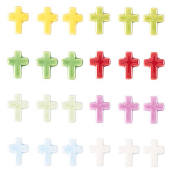 (52) Непрозрачная лаванда 40шт 8 цвета фарфоровые бусины ручной работы, жемчужные, крестик, разноцветные, 16~17x13~13.5x5~6 мм, отверстие : 1.4~1.8 мм, 5 шт / цвет