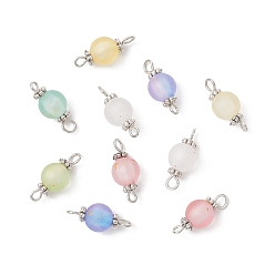 (52) Непрозрачная лаванда Матовые прозрачные акриловые круглые звенья-соединители подвески, с результатами сплава и латуни, старинное серебро и платина, разноцветные, 18x7.5 мм, Отверстие : 1.8 мм & 2.5 мм