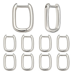 Платина 10 пары латунных серег-колец Huggie Hoop, прямоугольные, платина, 12 датчик, 15.5x11.5x2 мм, штифты : 1 мм
