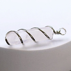 Хрусталь Остроконечные подвески из медной проволоки с кристаллами натурального кварца, подвески с гранеными пулями, платина, 45x10 мм