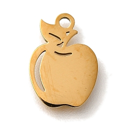 Яблоко 201 подвески из нержавеющей стали, фруктовые прелести, яблоко, 12x8.5x1 мм, отверстие : 1.2 мм