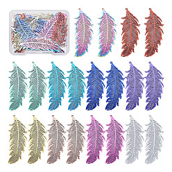 (52) Непрозрачная лаванда 40 шт. 10 цвета 201 филигранные подвески из нержавеющей стали, гравированные металлические украшения, перо, разноцветные, 47x19x0.3 мм, отверстие : 1.2 мм, 4 шт / цвет