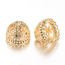 Light Gold Сплав бусинки крышка горный хрусталь настройки, кисточка крышка под залог, без кадмия и без свинца, золотой свет, пригодный для 1~2 мм горный хрусталь, 19x22 мм, отверстие : 1 мм