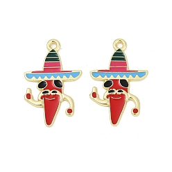 Hot Pepper Подвески из сплава с эмалью на тему Синко де Майо, золотые, острый перец, 29x18x1 мм, отверстие : 1.8 мм