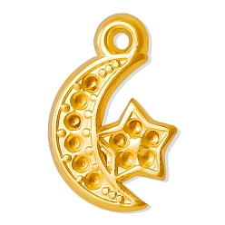 Золотой 304 Настройки горный хрусталь из нержавеющей стали кулон, Луна и звезды, золотые, пригодный для стразов 1 мм, 16x11 мм