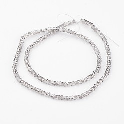 Светло-серый Гальванические стеклянные бусины, гальваническое покрытие, граненые, рондель, светло-серый, 2x1.5 мм, отверстие : 0.5 мм, около 203 шт / нитка, 12 дюйм