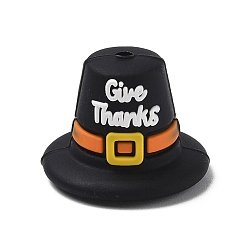 Hat Силиконовые бусины на День благодарения, фокусные бусы, чёрные, шляпа, 23x18 мм, отверстие : 2 мм