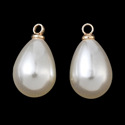 Золотой Подвески из АБС-пластика с жемчугом, слеза, с петлей из сплава, золотые, 17.5x10 мм, отверстие : 1.6 мм