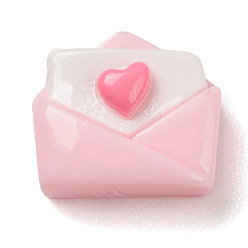 Envelope Непрозрачные кабошоны из смолы, ювелирная фурнитура для плетения бижутерий, розовые, конверт, 11x12x5 мм