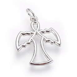 Платина Латунные подвески, с целью перехода в кольце, ангел, платина, 19x16x1.5 мм, отверстие : 3 мм