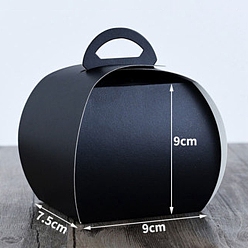 Black Individual Kraft Paper Cake Boxes, Bakery Single Cake Packing Box, Portable Muffin Cake Mousse Cake Box, Black, 75x90x90mm