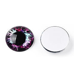 Разноцветный Кабошоны из стекла, полукруглый с глазом, красочный, 20x6.5 мм