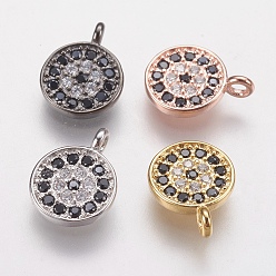 (52) Непрозрачная лаванда Латунные микро проложить кубического циркония прелести, плоско-круглые, чёрные, разноцветные, 8x1.5 мм, отверстие : 1.5 мм