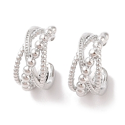 Платина Латунные серьги-каффы для женщин, платина, 13x7 мм