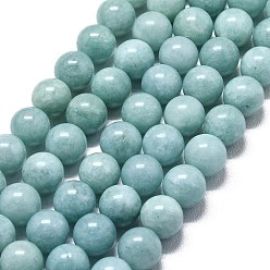 Аква Натуральный Malaysia нефритовые бусы пряди, окрашенная и подогревом, круглые, вода, 10 мм, отверстие : 1.2 мм, около 39 шт / нитка, 14.96 дюйм (38 см)