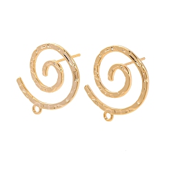Настоящее золото 18K Изделия из латуни, без кадмия, без никеля и без свинца, спиральный вихрь, с петлей, реальный 18 k позолоченный, 23.5x22 мм, отверстие : 1.8 мм, штифты : 11x0.7 мм