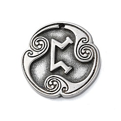 Античное Серебро Подвески из сплава с руническими буквами, круглые, античное серебро, 25x3 мм, отверстие : 1.6 мм