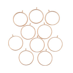 Light Gold Подвесные подвески из сплава, для diy уф смолы, эпоксидная смола, Прессованные цветочные украшения, круглые кольца, золотой свет, 32.5x28.5x4.5 мм, отверстия: 2 mm, Внутренний диаметр: 25 mm