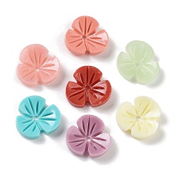 Couleur Mélangete Perles de corail synthétiques, teint, fleur, couleur mixte, 12x12x3mm, Trou: 1.2mm
