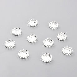 Серебро 304 Настройки нержавеющей стали кабошон, кружева края ободок чашки, плоско-круглые, серебряные, 11x3 мм лоток: 10 мм