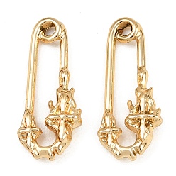 Light Gold Подвески из сплава , Скрепка с подвесками в виде резных крестов, золотой свет, 26x11x4.5 мм, отверстие : 1.8 мм