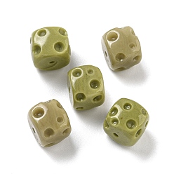 Olive Natural Alashan Agate Beads, Cube Cheese, Olive, 9~10x9~10x9~10mm, Hole: 1.4mm