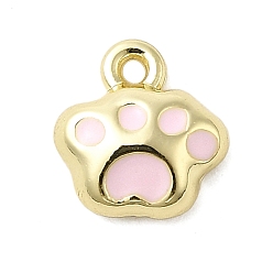 Pink Сплав эмали прелести, стойки покрытие, долговечный, без свинца, без кадмии и без никеля, золотой свет, очарование отпечатка лапы, розовые, 8x7.5x3 мм, отверстие : 1 мм
