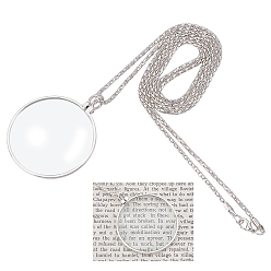 Платина 4 шт. плоские круглые кулон-лупа из сплава, длинные ожерелья, платина, 36.22 дюйм (92 см)