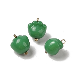 Vert Pendentifs acryliques, avec des boucles de cuivre, empreinte, verte, 16x13x11mm, Trou: 1.6mm