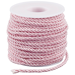 Pink 3-слойный полиэфирный витой шнур, Миланский шнур для украшения дома, с пластиковыми пустыми катушками, розовые, 3 мм, около 21.87 ярдов (20 м) / комплект