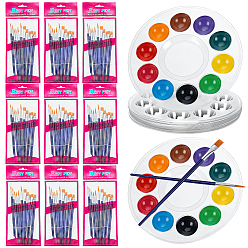 Transparent 24pcs runde Haustier-Aquarell-Ölpalette, mit 24 Beuteln Kunststoff-Malpinselset, Transparent, 140x10 mm, Innendurchmesser: 26 mm