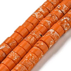 Темно-Оранжевый Синтетические окрашенные нити императорской яшмы, диск, Heishi бусы, темно-оранжевый, 4~4.5x2~3 мм, отверстие : 0.7 мм, около 140~141 шт / нитка, 14.88''~15.12" (37.8~38.4 см)