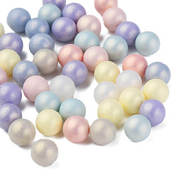 Mixed Color Spray Painted Acrylic Beads, Rubberized Style, No Hole, Round, Mixed Color, 6mm, about 4500pcs/500g