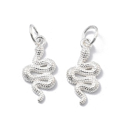 Серебро 925 стерлингов серебряные подвески, змеиные чары, с перемычками и 925 штампом, серебряные, 16.5x8x2 мм, отверстие : 3.5 мм