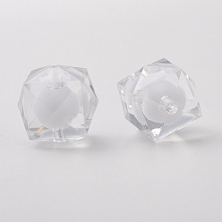 Clear Transparent Acrylic Beads, Bead in Bead, Faceted Cube, Clear, 20x19x19mm, Hole: 3mm, about 120pcs/500g