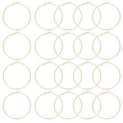 Настоящее золото 18K 20 шт. латунные серьги-кольца, провод уха, кольцо, реальный 18 k позолоченный, 21 датчик, 50x1.2 мм, штифты : 0.7 мм