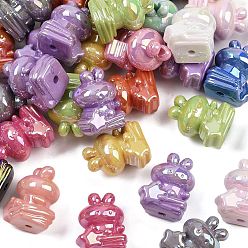 (52) Непрозрачная лаванда Непрозрачные акриловые бусины с УФ-покрытием, радужный, кролик, разноцветные, 24x20x16 мм, отверстие : 2.5 мм
