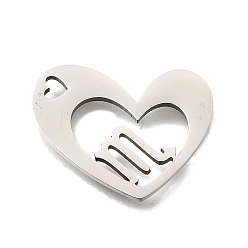Скорпион 201 подвески из нержавеющей стали, лазерная резка, сердце с подвеской в виде созвездия, Скорпион, 17x21.5x1.5 мм, отверстие : 1.6x2.6 мм