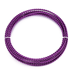 Темно-Фиолетовый 5м 2-слойная анодированная алюминиевая проволока, витых круглых, гибкая металлическая проволока, гибкий провод ремесла, для бисероплетения, темно-фиолетовый, 3~4 мм, около 16.40 футов (5 м) / рулон