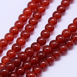 Красный Круглые бусины из натурального агата, окрашенные, красные, 5 мм, отверстие : 1 мм, около 79 шт / нитка, 15.74 дюйм