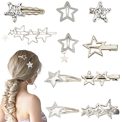 Платина 10 шт. 10 стили железные заколки-звездочки и тканевые заколки-кнопки для волос и железные заколки-крокодилы, платина, 36.5~74x24.5~35.5x2.5~20 мм, 1 шт / стиль