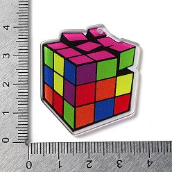 Colorful Transparent Playing Theme Acrylic Pendants, Colorful, 36x34x2mm, Hole: 1.8mm