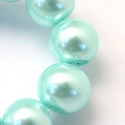 Aquamarine Baking Painted Pearlized Glass Pearl Round Bead Strands, Aquamarine, 10~11mm, Hole: 1.5mm, about 80~85pcs/strand, 31.4 inch1.5mm