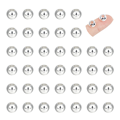 Серебро 50 шт. 201 бусины из нержавеющей стали, круглые, серебряные, 8x6.5 мм, отверстие : 3 мм