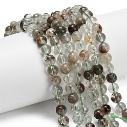 Лодолит Кварц Натуральный зеленый lodolite кварц бисер пряди, круглые, круглые, 6~6.5 мм, отверстие : 0.7 мм, около 65 шт / нитка, 15.28 дюйм (38.8 см)