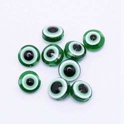 Морско-зеленый Плоские круглые сглаз гранулы смолы, цвета морской волны, 7.5~8x5~5.5 мм, отверстие : 1.6 мм
