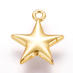 Flamingo Brass Enamel Charms, with Freshwater Shell, Star, Golden, Flamingo, 13x11x2.5mm, Hole: 1.2mm