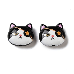 Черный Бусины из сплава краски для выпечки, форма кошки, чёрные, 13.5x15x6.5 мм, отверстие : 1.4 мм