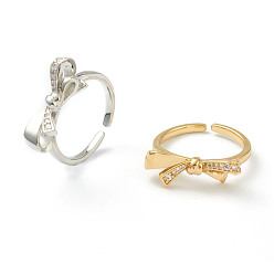 (52) Непрозрачная лаванда Латунные кольца из манжеты с прозрачным цирконием, открытые кольца, бантом, разноцветные, размер США 6, внутренний диаметр: 17 мм